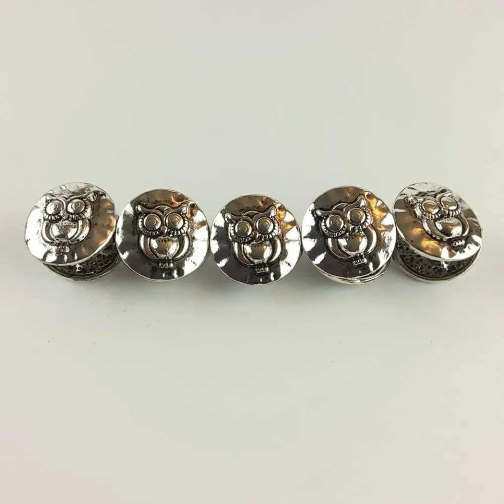 (3/$20) Silvertone elastic antiqued owl bracelet